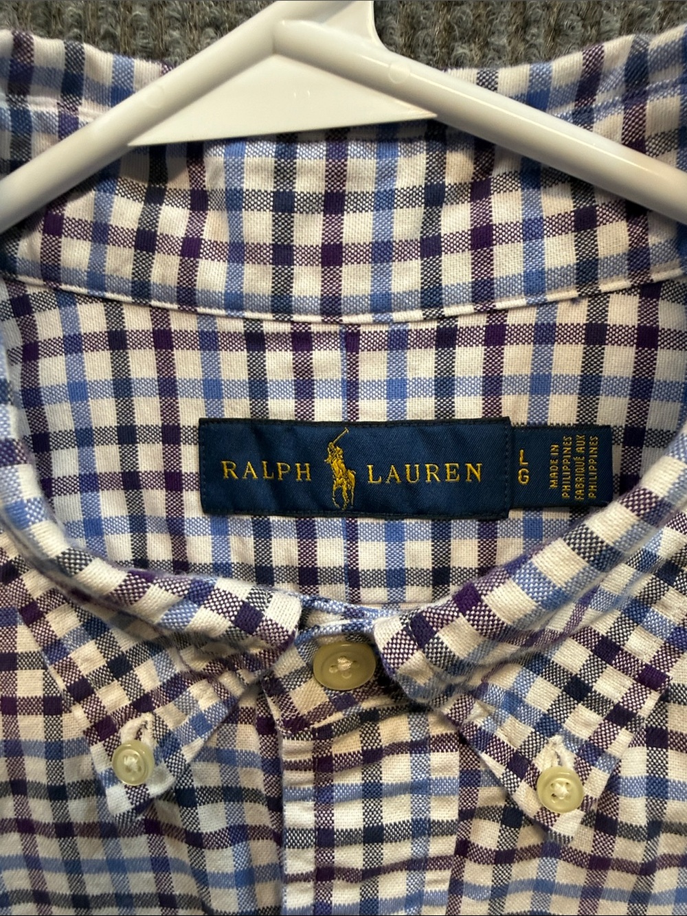 Polo by Ralph Lauren Blue White Black and Maroon Checked Pocket Shirt Large - Picture 2 of 10